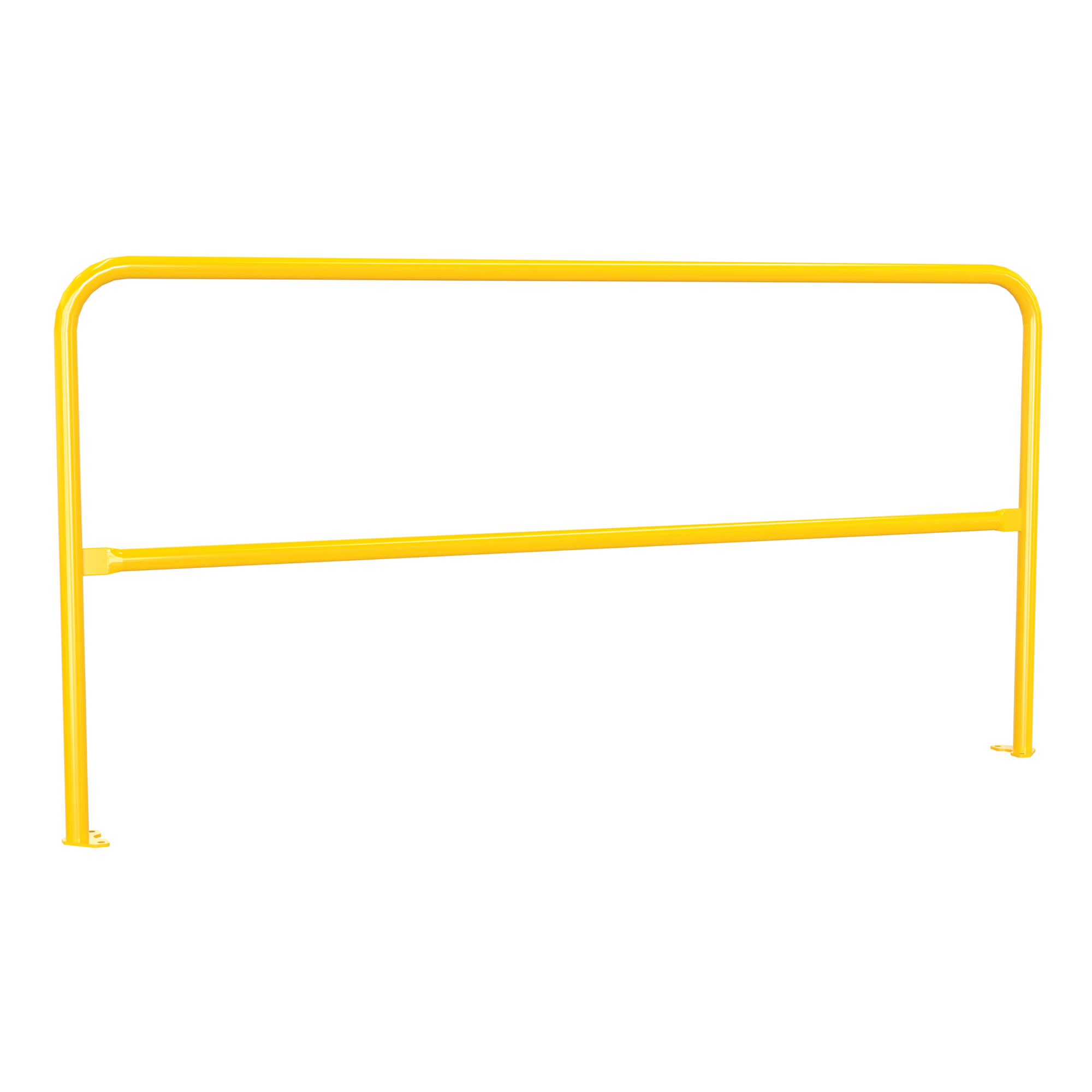 Vestil Pipe Safety Railing - 85in. Length, Welded Baseplate, Yellow, Model# VDKR-7-BP-YL